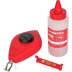 Resim Workpro Wp329019 Çizim İpi Seti 115gr Kırmızı Çizim İpi Boyası + Mini Su Terazisi + 30m Çizim İpi Fr Wp329019 