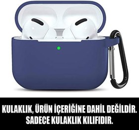 Resim Microsonic Apple AirPods Pro için Askılı Mat Silikon Kılıf Lacivert [AirPods Pro ile Uyumlu Kılıf - Lacivert] 