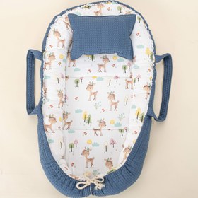 Resim Babynest ve Yastık- Çift Taraflı - İndigo Petek - Ceylan 