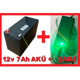 Resim ATAELEKTRONİK Akülü Oyuncaklar Için 12 Volt 7 Amper 12v 7ah Akü Ve 1 Amper Şarj Adaptör Cihazlı Set 