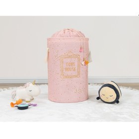 Resim Bebek Odası Yuvarlak Torbalı Sepet - Pembe 