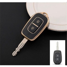Resim Renault Ve Dacia Duster Scenic Master Megane 2 Tuşlu Anahtar Koruma Kılıfı Siyah Gold Altın Renk 