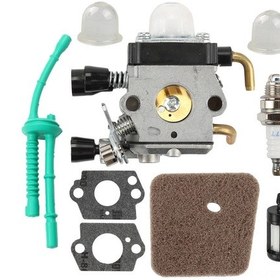 Resim Qingmipy Stıhl Fs38 Fs55rc Kesici İçin 9 Parça Metal-plastik Karbüratör Seti Karbüratör, İgnitör, Filtreler, Balon Gümüş 
