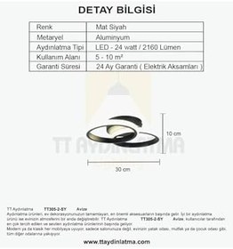 Resim TT AYDINLATMA Tt305-2-sy Mat Siyah 2 Li (Beyaz Işık) Led Avize Siyah 