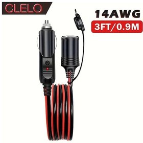 Resim Chuangyinshop Clelo 12/24v 14awg 15a Sigortali Led Göstergeli Araç Için Erkek Dişi Uzatma Kablosu 3ft 0.9m 