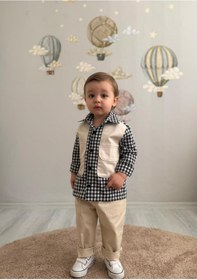 Resim favorimkids Erkek Bebek siyah Kareli Gömlek 2’li Takım Alt Üst Şık Klasik 