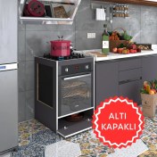 Resim Kenzlife ankastre modülü kabini vanadyum3 gri fırın ocak dolabı kapaklı 