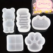 Resim DIY Yumuşak Silikon Kalıp El Yapımı Krem Panda Kedi Patisi Krem Çubuğu Reçine Kalıbı Yavaş Geri Dönüşlü Squishy Kedi Patisi Rahatlama Kalıbı (5 adet) 
