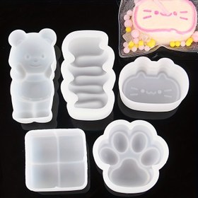 Resim DIY Yumuşak Silikon Kalıp El Yapımı Krem Panda Kedi Patisi Krem Çubuğu Reçine Kalıbı Yavaş Geri Dönüşlü Squishy Kedi Patisi Rahatlama Kalıbı (5 adet) 