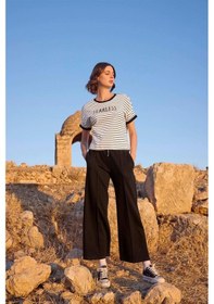 Resim Monamise Kadın Çizgi Desenli "fearless" Eşofman Takımı 23093 Çok Renkli 