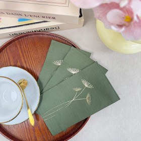 Resim Şık Koyu Yeşil Karahindiba Folyo Peçeteler, 3 Katmanlı, 16 adet - Düğünler, Doğum Günleri & Bahçe Partileri için Mükemmel, 39.88x33.02cm - Restoranlar, Oteller & Ev Dekoru için İdeal 