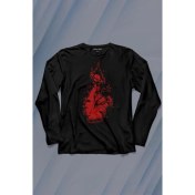 Resim Kendim Seçtim Uzayda El Satürn Halkaları Çizimli Lolipop Hellfire Ateş Uzun Kollu Tişört Baskılı Çocuk T-Shirt 
