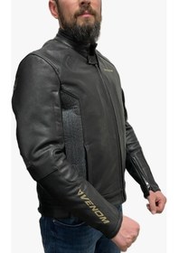 Resim Venom D2 Deri Ceket Racing Siyah 