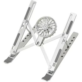Resim SHOPYTECH Fanlı Katlanır Laptop Notebook Standı 7 Kademeli Yükseklik Alüminyum Alaşım 16¨ inc Uyuml 