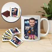 Resim Basket Koçu Karikatürlü Kupa ve Çikolata 