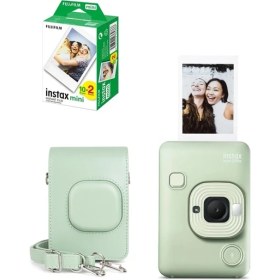 Resim Fujifilm Instax Mini Liplay Hybrid Fotoğraf Makinesi 20'li Film Liplay Uyumlu Çantalı Set Yeşil 