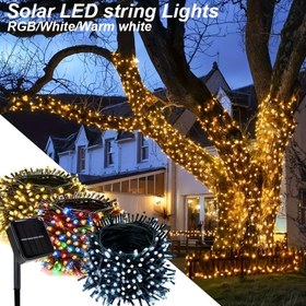 Resim 1 adet 20/100/200 Led Güneş Işıkları Dış Mekan, Yeşil Tel Güneş Noel Işıkları, 8 Modlu Parıltı Peri Işıkları Sahne Aydınlatması için Uygun Noel Ağacı Bahçe Düğün Dekorasyonu Açık Kamp Dayanıklı PVC Malzeme 