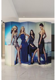 Resim Mavi Kadınlar Çift Taraf Baskılı 6 Kanat Paravan 000043 