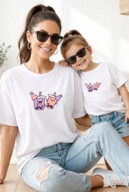 Resim genosha Anne Kız 100% Pamuk T-shirt Mama Mini Mother Daughter TEKLİ FİYAT 
