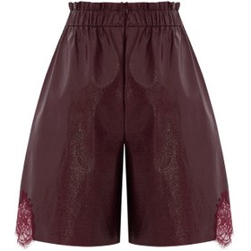 Resim LACE DETAILED PATTERN LEATHER BERMUDA - Burgundy / 38 
