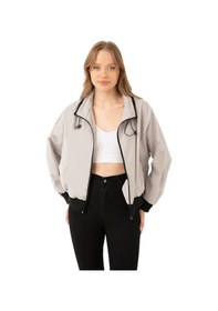 Resim Spor Kadın Dik Yaka Su Ve Rüzgar Geçirmez Oversize Crop Mevsimlik Yağmurluk Rüzgarlık-133 Taş 