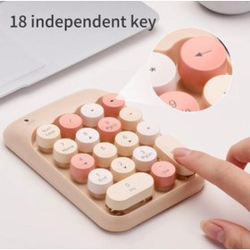 Resim Mi7a Renkli Daktilo Tarzı Vintage Kablosuz Wıreless Numeric Keypad 18 Tuşlu Sayısal Klavye Numpad 