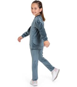 Resim My Kids Wear Kadife Basic Düz Renk Çocuk Takım Füme 