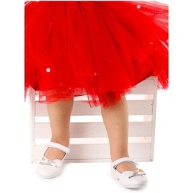 Resim Kiko Kids Cırtlı Fiyonklu Kız Çocuk Babet Ayakkabı Ege 201 Cilt Beyaz 