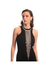 Resim Labalaba Kadın Antik Gümüş Kaplama Spiral Charm Uzun Bohem Kolye & Küpe Seti Gümüş 