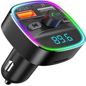 Resim Honeybeeshop 54w Bt 5.3 Araç Adaptörü Black 4 Şarj Portlu Pd 36w Qc3 0 18w Kablosuz Fm Verici Derin Bas Sesli 5 Renk Led Aydınlatmalı Hands Free 