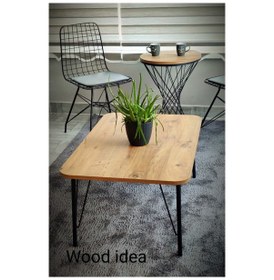 Resim Wood Idea 60X90 Cm 43Cm Yükseklik Metal Ayaklı Orta Sehpa 