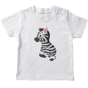 Resim Angemiel Baby Oturan Şirin Zebra Erkek Bebek Tişört Beyaz B0636MDBBKETSRT 