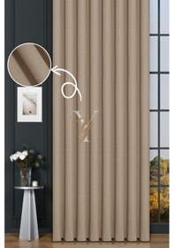 Resim Keten Fon Perde V-4005 Koyu Krem Koyu Krem 