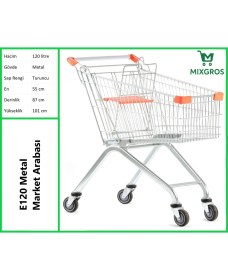Resim E120 Metal Market Alışveriş Arabası 120 Litre 