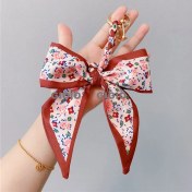 Resim Silver1 Gıoıo Yeni Ipek Eşarp Anahtarlık Kişiselleştirilmiş Inci Papyon Çanta Çekicilik Dokuma Anahtarlık (Yurt Dışından) 