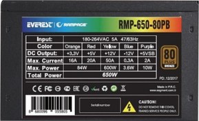 Resim Rmp-650-80pb 650w 80+ Bronze 14 Cm Fanlı Güç Kaynağı Rampage