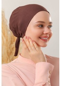 Resim Melodi Scarf Dikişli Bone Kahverengi Kahverengi 