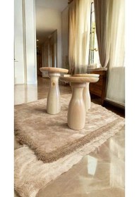 Resim Ahşap Mantar Sehpa 3 Lü Set Naturel Renk Doğal Fiskos Sehpa Zigon Kahverengi 