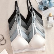 Resim Yetişkinler için Çıkarılabilir Dolgulu Şık Düz Renkli Kablosuz Bralette 
