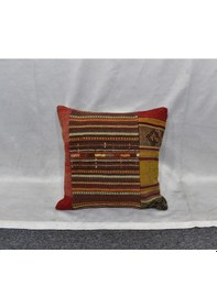 Resim Zehra Abla Halı Yeni El Dokuma Patchwork Kırkyama Dekoratif Kilim Kırlent Yastık Kılıfı 6480 Çok Renkli 