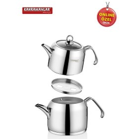 Resim Kahramanlar Delux Orta Boy Platin Çaydanlık Takımı Çelik 