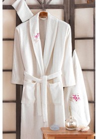 Resim Güvenal Pamuxu 8 Parça Aile Bornoz Seti 1 Ekru 