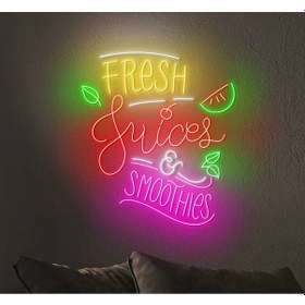 Resim Fresh Juices Smoothıes Yazılı Ve Şekilli Neon Tabela Çok Renkli 