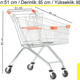 Resim akdenizpos MA100 Metal Market Alışveriş Arabası 100 Litre 
