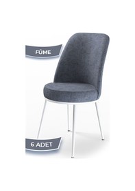 Resim Canisa Concept Dexa Serisi, Üst Kalite Yemek Odası Sandalyesi, Metal Beyaz Iskeletli, 6 Adet Füme Füme, Metal 