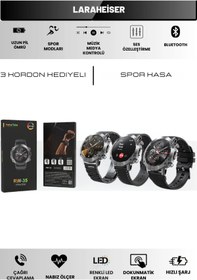 Resim Laraheiser Premium Haino Teko Watch RW35 Amoled Ekran Android İos Samsung Uyumlu Akıllı Saat Siyah 