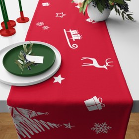 Resim White / Red Pine Yılbaşı Temalı Runner Örtü 