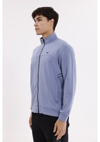Resim Rowinger Modal Karışımlı Dik Yaka Tam Fermuarlı Yan Şerit Detaylı Cepli Spor Eşofman Üstü Lightblue 