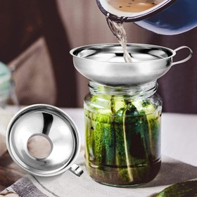 Resim Geniş Ağızlı Paslanmaz Çelik Huni, Geniş ve Normal Kavanozlar için, Sıvıları, Güç Reçellerini, Tahılları, Islak ve Kuru Aktarmak için, Temizlemesi Kolay (Küçük ve Büyük) 