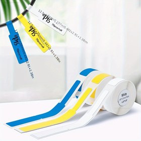 Resim Marklife P15 Kablo Yönetim Etiketleri - Su Geçirmez, Kendinden Yapışkanlı Etiketler Beyaz, Sarı, Mavi, Yeşil Renklerde - Termal Yazıcılar P15, P12, P11, D30, Q30, D30S, D32, UNISMAR için 70 Adet Rulo 